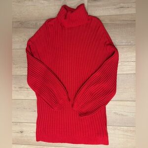 Urban Outfitters Red Ribbed Oversized Turtleneck Sweater / Sweater Dress